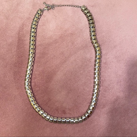 Silver toned semi circle segmented snake necklace - Picture 3 of 3